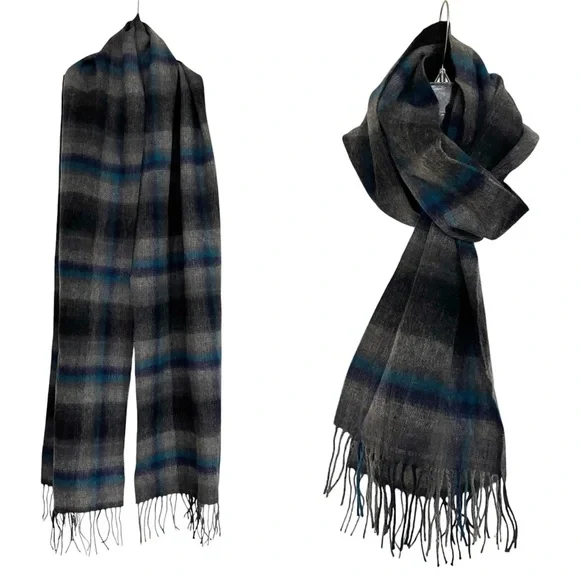 Gap + Pendleton 100% Wool Scarf Unisex Gray and Blue