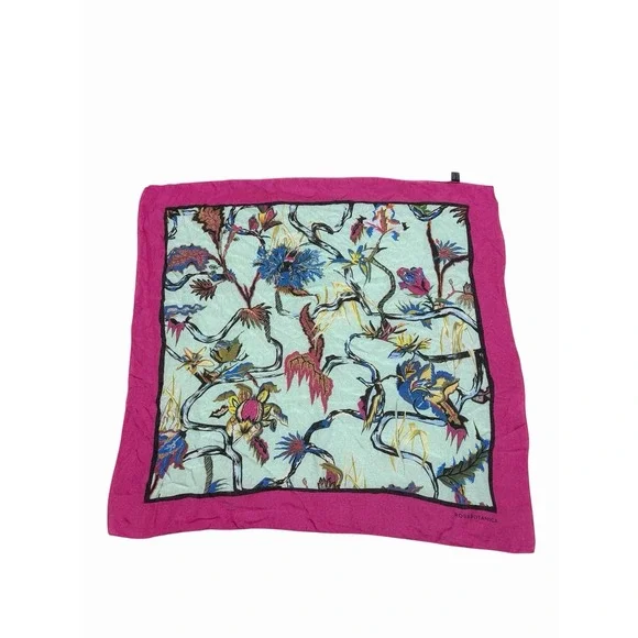 Balenciaga Rosabotanica Silk Floral Square Scarf Multicolor Made in Italy 26x24
