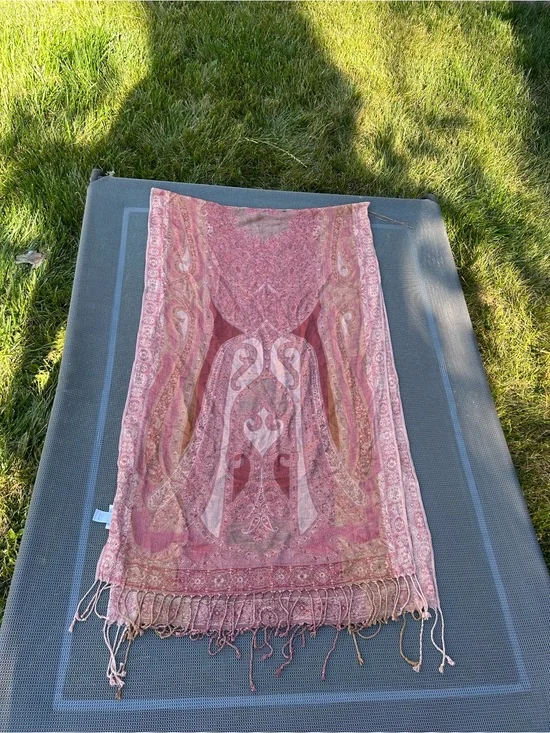 Pashmina scarf by charming Charlie pink whimsy spring fall paisley fairy