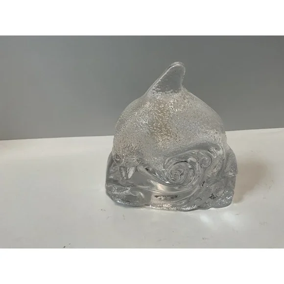 PartyLite Glass Dolphin Candle Holder Tealight Votive Ocean Wave Design
