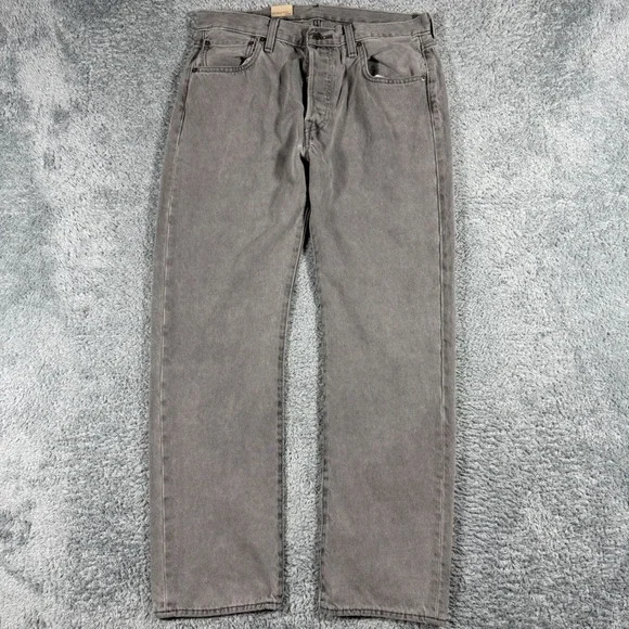 NWT Levis 501 Original Fit Jeans Mens 33x30 Grey Button Fly Straight Leg Denim