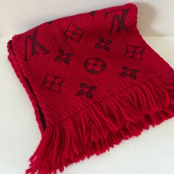 Louis Vuitton Monogram Logomania Deep Red Wine Scarf Preloved was $635