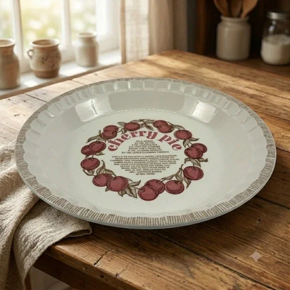 Royal China Country Harvest Cherry Pie Recipe Pie Plate Baker 10