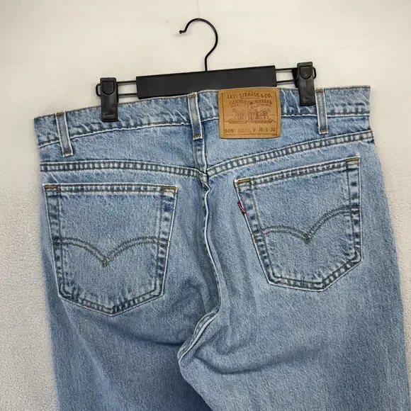 Vintage Levis Jeans Mens 36x30 Fits34x30 blue 505 made In USA Light Straight 90s