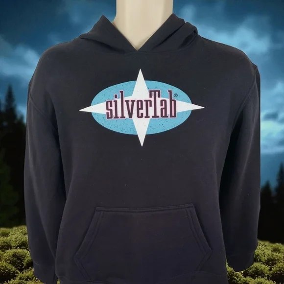 Vtg Levi's SILVERTAB Hoodie Mens Large Gray Spell Out Graphic Pullover Casual