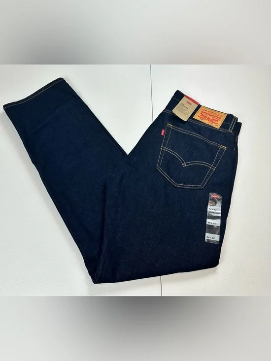NWT Levis 505 Regular Stretch Jeans‎ Mens 34x32 Blue Dark Wash Denim Straight
