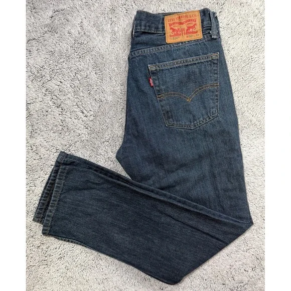 Levis 514 Straight Fit Jeans Mens 32x32 Dark Wash Tumbled Rigid 100% Cotton