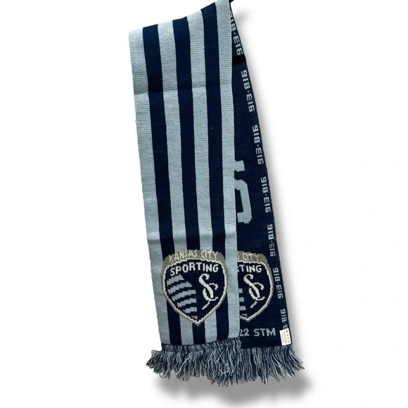 Sporting Kansas Scarf City Navy Light Blue Fringe Winter Warm KC Soccer Unisex