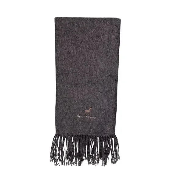 Alpaca Camargo Scarf Gray Long Solid Wool Fringed Neck Scarf Soft Cozy Warm