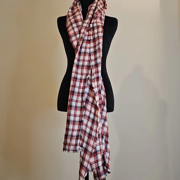 GAP Red and White Plaid Scarf