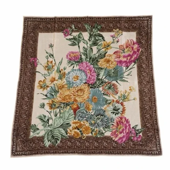 vintage Italian silk scarf featuring a floral bouquet motif 35
