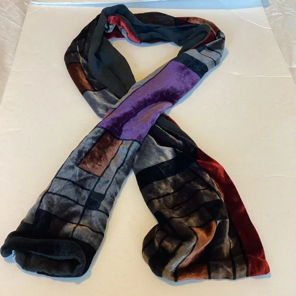 Frank Lloyd Wright Silk Velvet Scarf MOMA Licensed Geometric Design