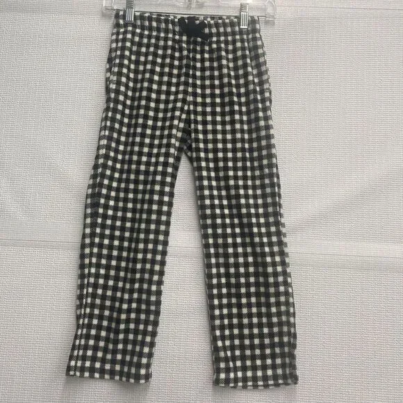 Old Navy Girls‎ Small 6-7 Black Buffalo Plaid Microfleece  Pajama Pants