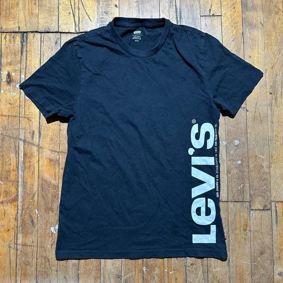 Levi's T-Shirt Men's‎ Small Black Logo Cotton Regular Fit Short Sleeve Crew Neck