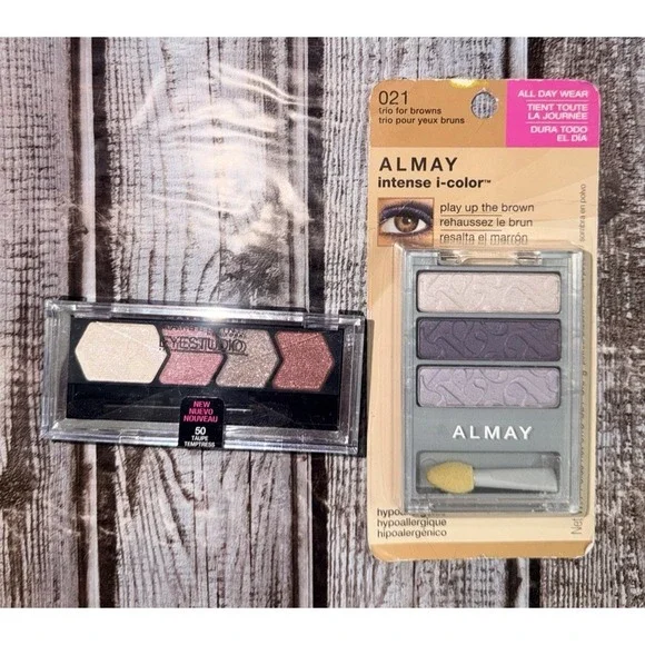 2 Eyeshadows NEW Maybelline Eye Studio Taupe Temptress + Almay Intense i-Color