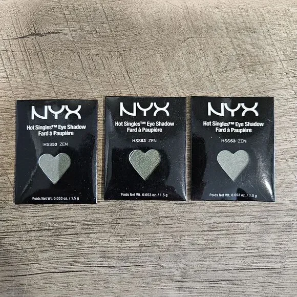 Lot of 3 NYX Hot Singles Eye Shadow Refills - HSS53 Zen Green NEW