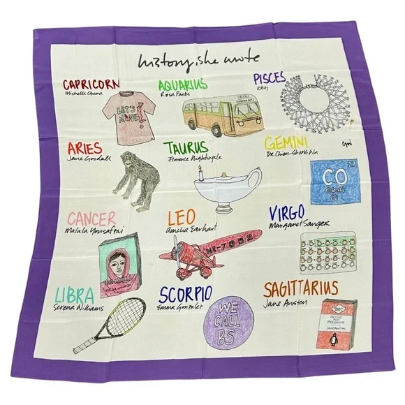 Johnny Was 100% Silk Scarf – “History, She Wrote” Zodiac Women Leaders Print