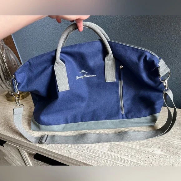 Tommy Bahama Navy and Gray Duffel Bag