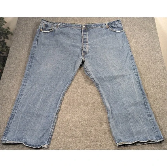 Levi's 501 Original Fit Jeans Men's 60x30 Big Tall Button Fly Light Wash Denim