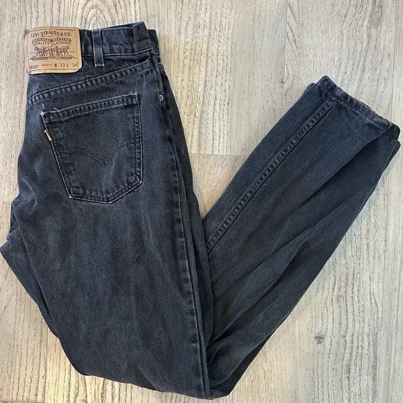 Vintage Levis ‎ 550 Jeans Mens 33x34 Black Denim Orange Tab 90s USA Made