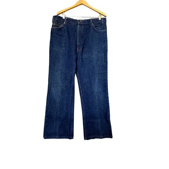 VTG Levis 517 Jeans Mens 37x28 Dark Wash Blue Denim Orange Tag 80s