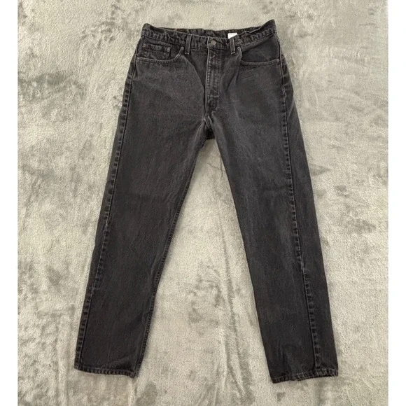 Vintage 90s Levis 505 Regular Fit Straight‎ Leg Jeans Mens 38x32 Black Denim USA