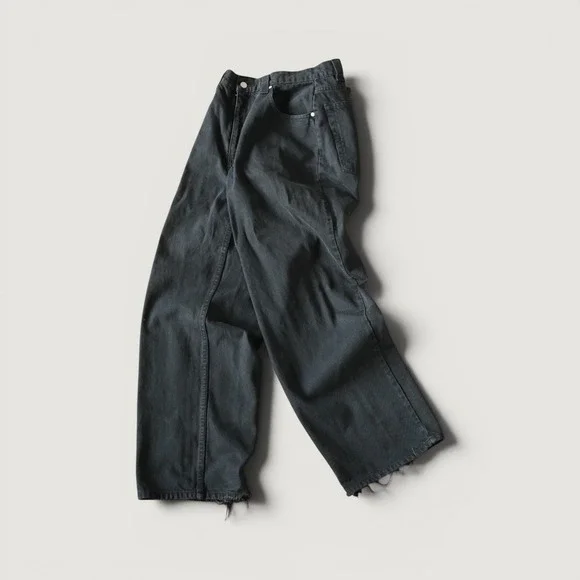 Levis Baggy Fit Jeans Mens Black Raw Hem Vintage Y2K 33x30 Streetwear Skater