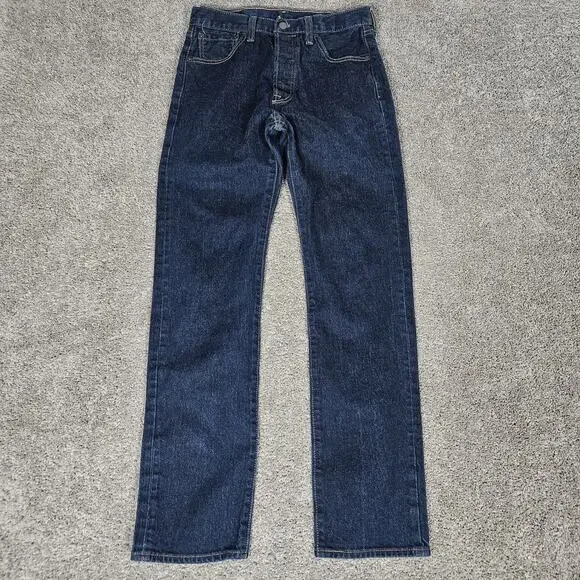 Levis 501 Stretch Jeans Men's 28X30.5 (Tag 30X34) Blue Denim Straight Button Fly