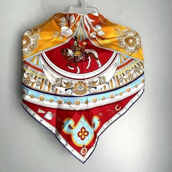 NEW Shanghai Story Forbidden City Palace Silk Scarf Shawl Imperial Horse Vibrant