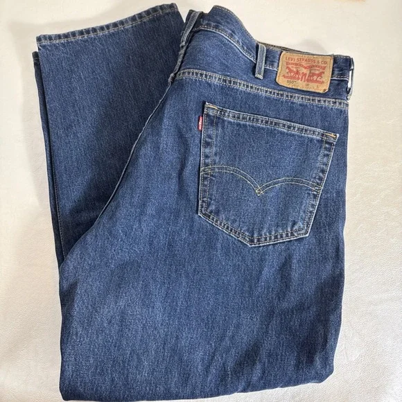 Levis 550 Men's 44x30 Relaxed Fit Dark Wash Cotton 5 Pocket Jeans