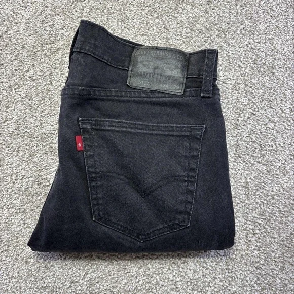 Levis 511 Slim Jeans Mens 34x29 Black Dark Wash Tapered Stretch Denim Pants