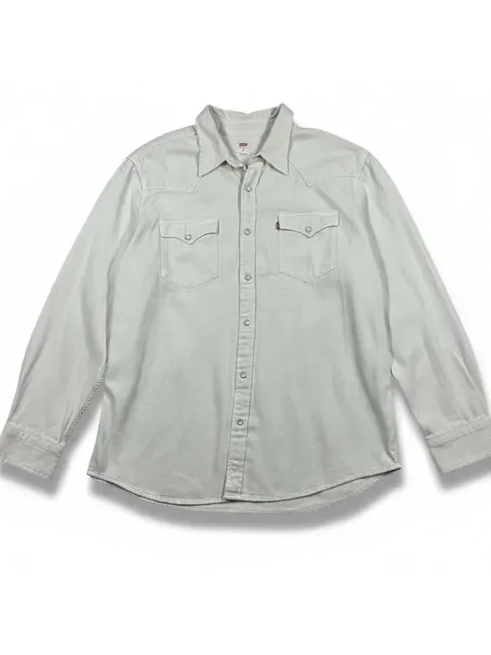 Levi's Barstow Shirt Mens XL Cream Standard Fit Long Sleeve Pearl Snap Western