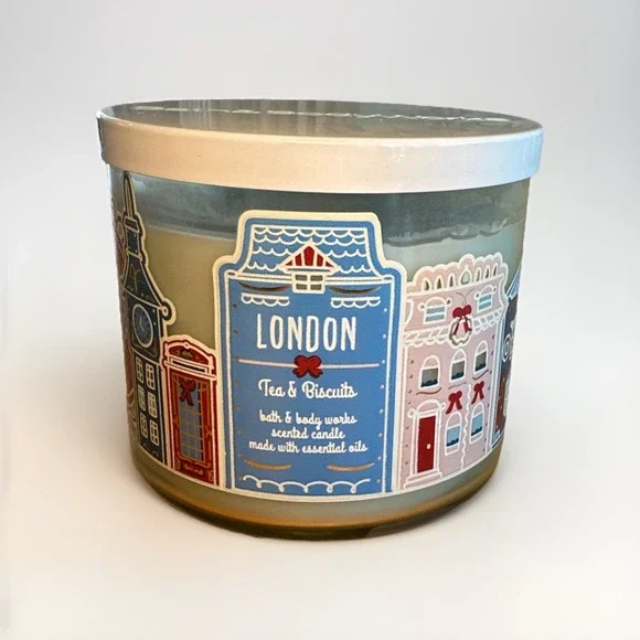 Bath & Body Works London Tea & Biscuits Scented 3-Wick Candle 14.5oz‎ RARE New