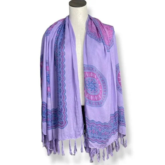 YOA Floral Scarf Shawl Wrap Fringe Mandala‎ Pattern FLAWS Women 62
