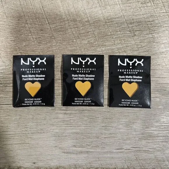 LOT OF 3 NYX Nude Matte Eye Shadow Refill - Sealed NMS31 Cougar Yellow Color