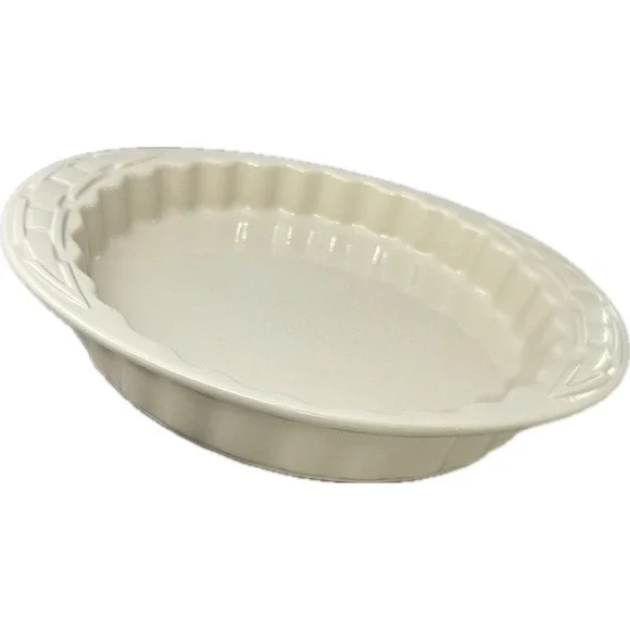 Longaberger Pottery QUICHE DISH 1 QT Woven‎ Traditions Ivory USA