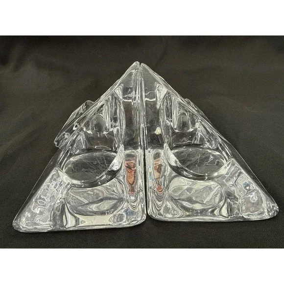 Nybro Sweden Pyramid Art Glass Set of 4 Candle Holders by Kjellstrom