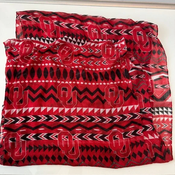Oklahoma Sooners OU Red Black White Geometric Logo‎ Infinity Loop Scarf