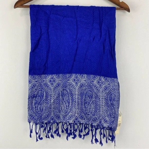 Collection Eighteen Blue Sapphire Lace Paisley Scarf
