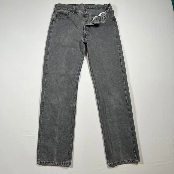 Vintage Levis 501 Mens Faded Black Classic Button Fly Jeans 30x30 Made in USA