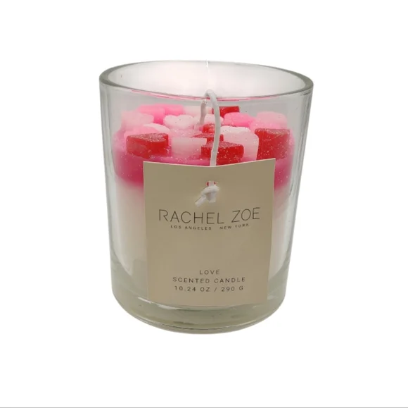 Rachel Zoe Love Scented Candle Red and Pink Glitter Hearts  10.24 ozs