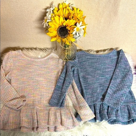 Cat and Jack Pastel and Blue Peplum Sweaters 3T‎