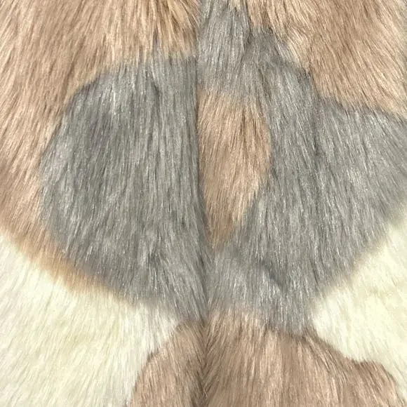 Ann Taylor The Loft Faux Fur Scarf Two Way Multicolor Pink Lavender Cream Winter