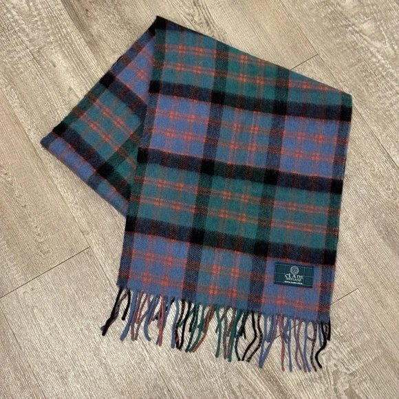 Clans Scotland VINTAGE 100% Lambswool Tartan Plaid Scarf Quiet Luxury 60