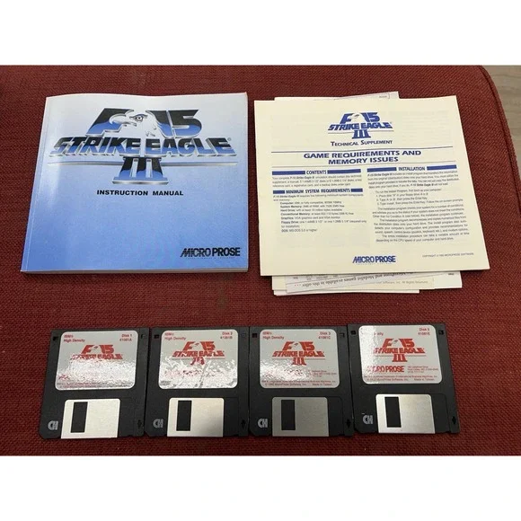 F15 STRIKE EAGLE III 3 Computer Game Manuals PC IBM 3.5