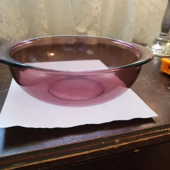 Cranberry Pyrex bowl