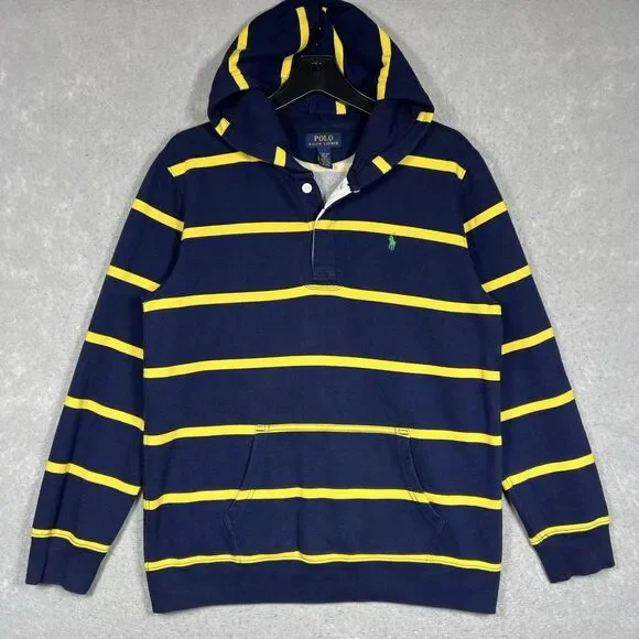 Polo Ralph Lauren Hoodie Boys XL Extra Large Blue Fleece Henley Youth Pullover