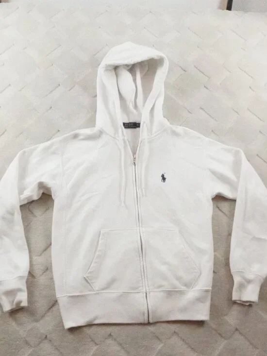 Polo Ralph Lauren Hoodie Youth Extra Small Solid White Full Zip Fleece