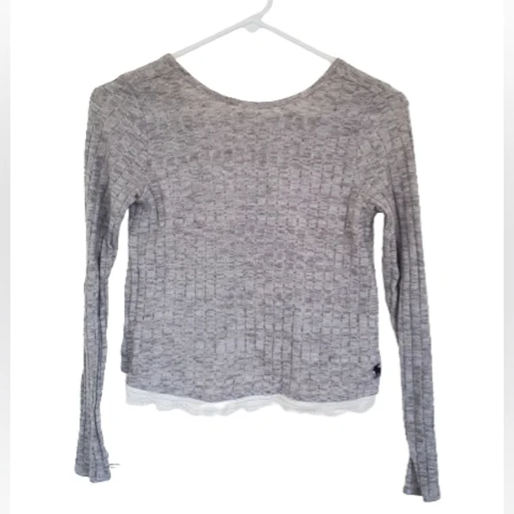 Abercrombie Kids Ribbed Grey Sweater with Twisted Back