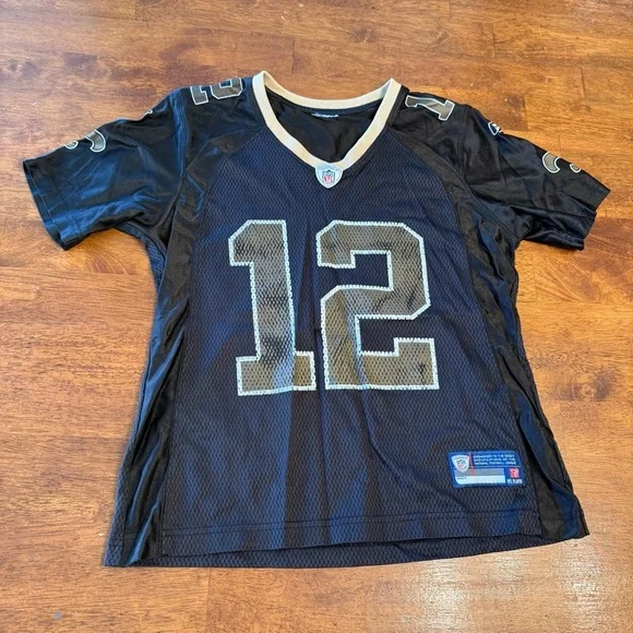 NFL Kids Saints Black and Gold Jersey Marques Colston 12 no size tag measures L